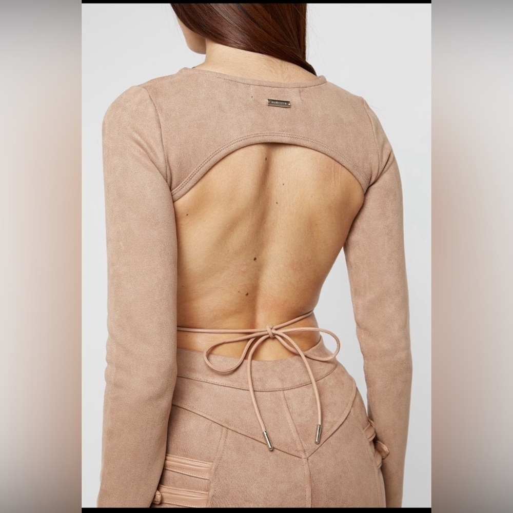 MANIERE DE VOIR SUEDE BACKLESS LONG SLEEVE TOP SUZE US 8